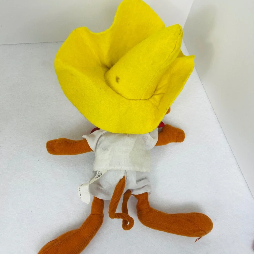 Vintage Looney Tunes Speedy Gonzales Plush Toy 11 Inch Yellow Sombrero Mouse